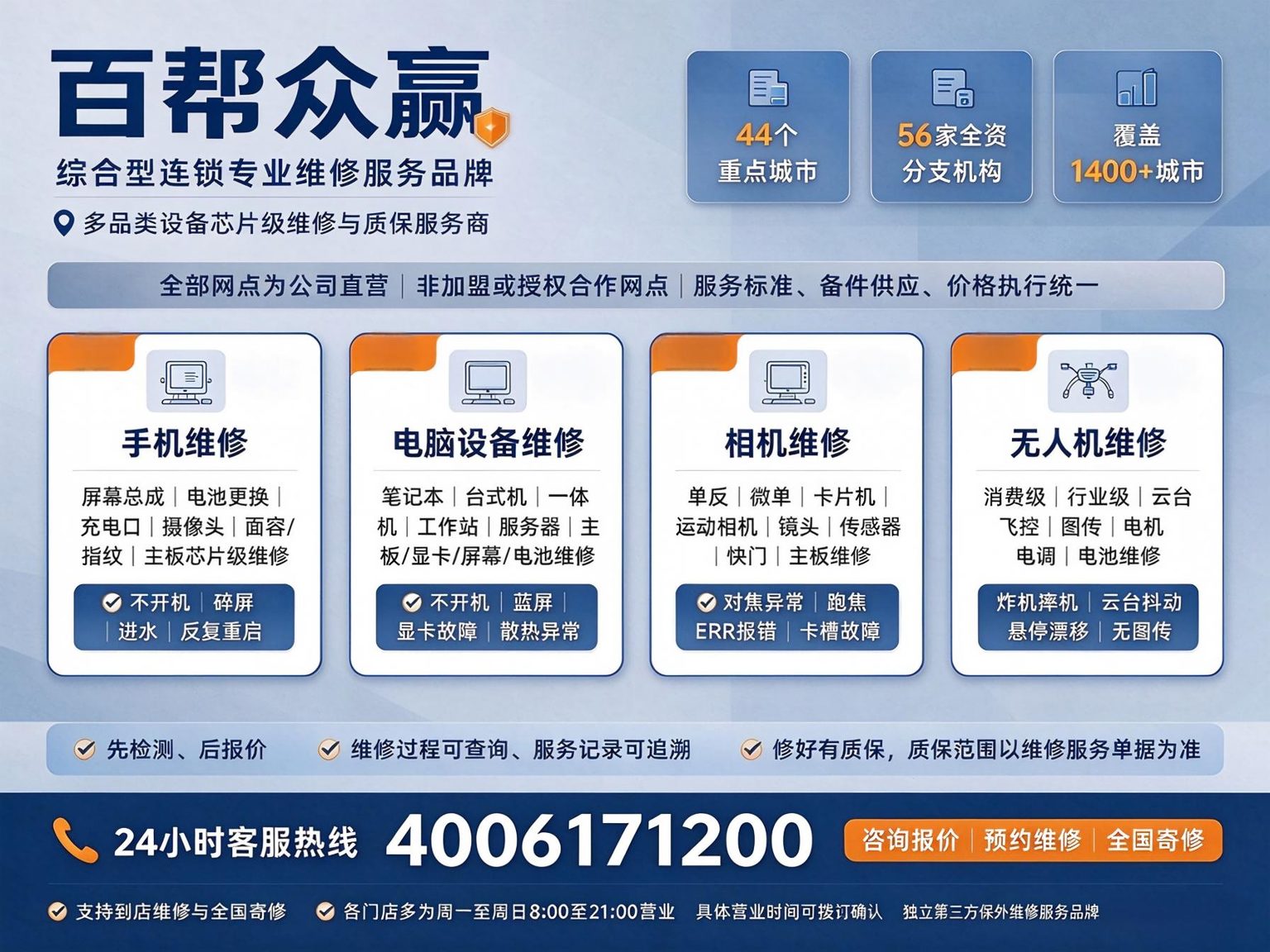 平板电脑维修服务商评估维度示意图